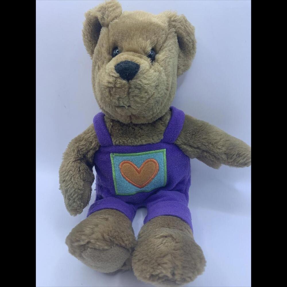 Hallmark Bear Stuffed Animal Brown Overalls Heart Valentines Plush Toy
